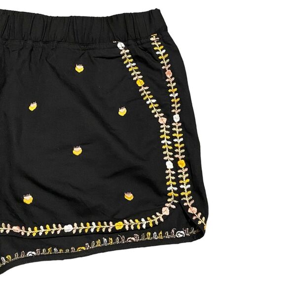 Madewell Size Medium Embroidered Springtime Pull On Black Boho Shorts - Picture 3 of 12
